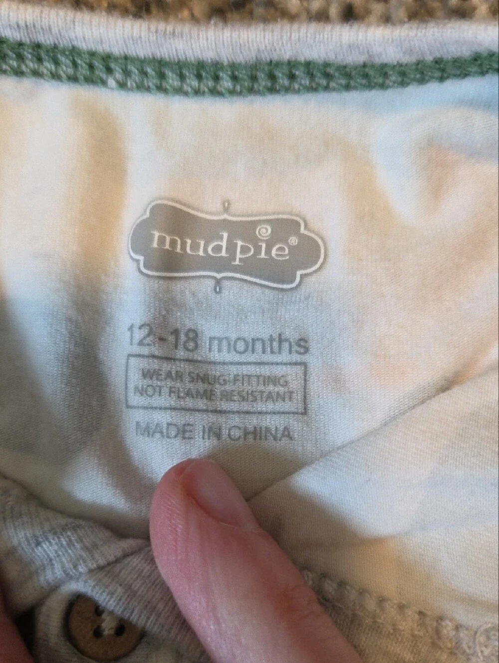 Mud Pie Beige and Green Golf-Print Kids Pajama Set